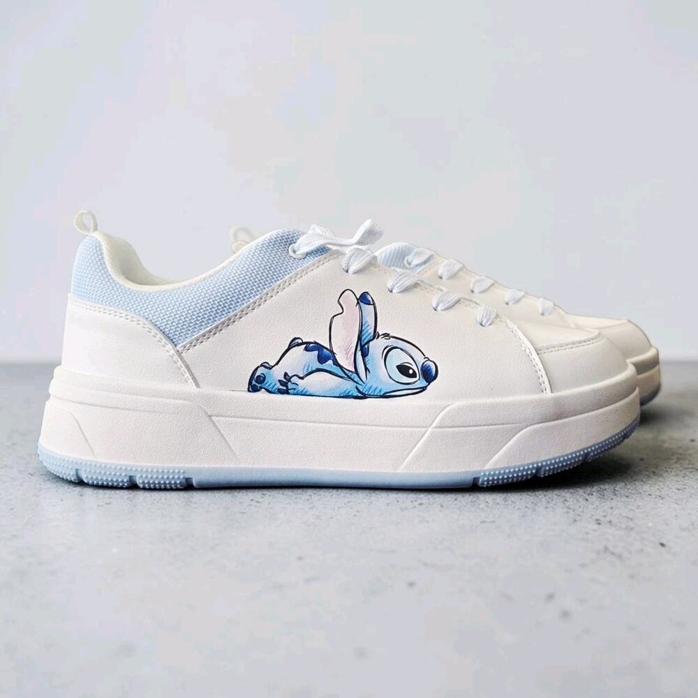 Disney Stitch Primark White Blue Casual Sneakers Shoes Women's Size 8 / EUR 39